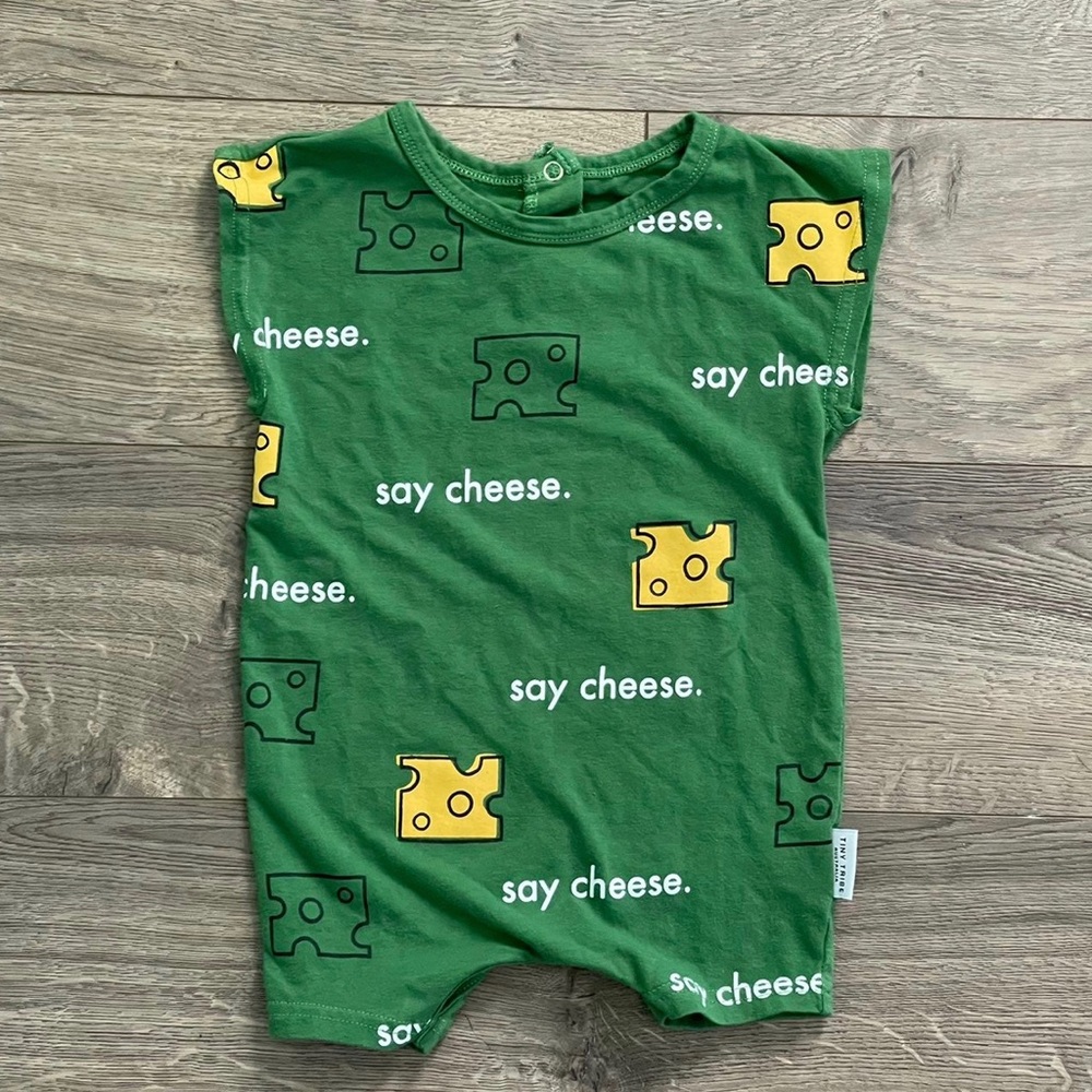 Tiny Tribe Australia Say Cheese Green Romper